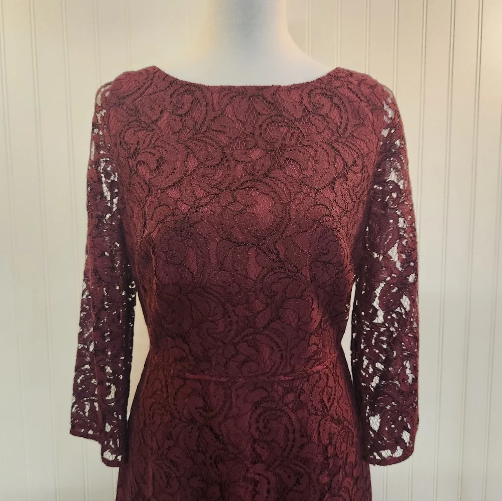 NEW J.Crew Women's Burgundy Lace Overlay Backless‎ Sheath Dress Size 8 Cocktail